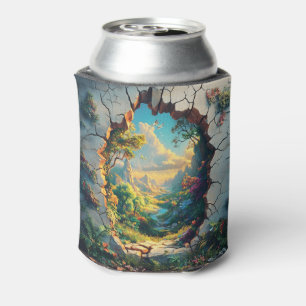 Fantasy World Through a Cracked Wall Design Can Cooler