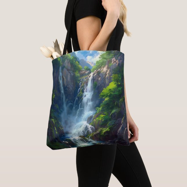Fantasy World Waterfall Tote Bag (Close Up)