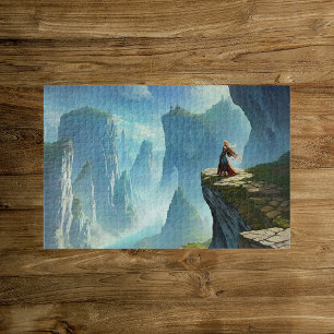 Fantasy World with a Woman on a Cliff Puzzle