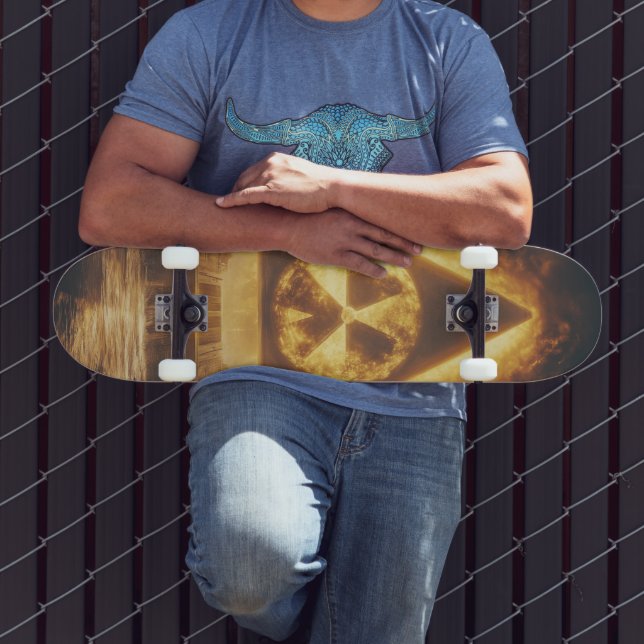 Fantasy Yellow Radioactive Symbol Digital Art Skateboard (Outdoor 3)