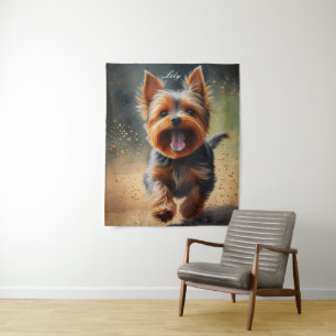Fantasy Yorkshire Terrier Surreal Dog Art Tapestry