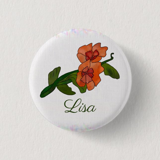Fantasyblume, personalisiert 3 cm round badge (Front)