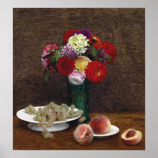Fantin-Latour - Grapes And Peaches Dahlias Poster (Front)