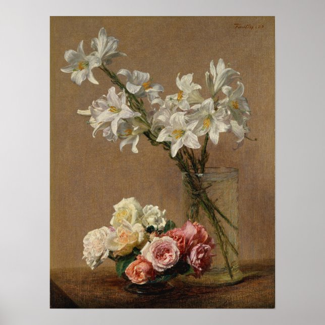 Fantin-Latour - Roses And Lilies Poster (Front)