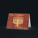 Far North Chanukkah - Inner Birch Bark Holiday Car<br><div class="desc">Happy Chanukkah from the far north. A digital recreation of a Chanukkah menorah that would be formed by carefully scraping off the reddish outer surface on the reverse side of birch bark (Betula papyrifera) to reveal the lighter, yellowish layer beneath. Text reading, "Happy Chanukkah" appears and you may add your...</div>