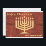 Far North Chanukkah - Inner Birch Bark Holiday Card<br><div class="desc">Happy Chanukkah from the far north. A digital recreation of a Chanukkah menorah that would be formed by carefully scraping off the reddish outer surface on the reverse side of birch bark (Betula papyrifera) to reveal the lighter, yellowish layer beneath. Text reading, "Happy Chanukkah" appears and you may add your...</div>