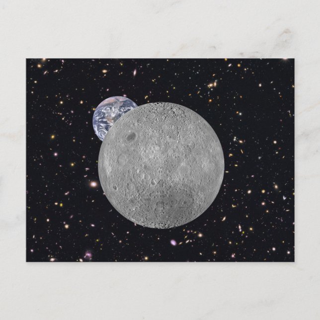 Far Side of the Moon Earth Starry Sky Postcard (Front)