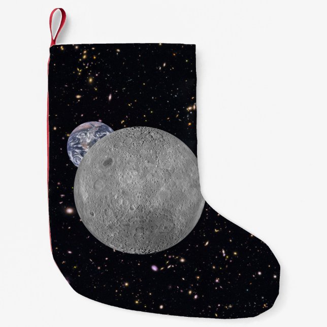 Far Side of the Moon Earth Starry Sky Small Christmas Stocking (Front)