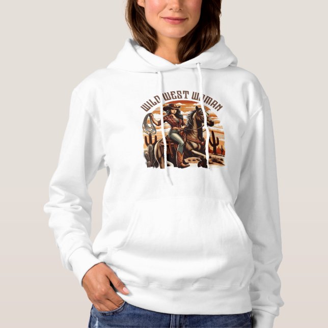 Far West Women's Hooded Sweat - Style Cowgirl Hoodie (Front)