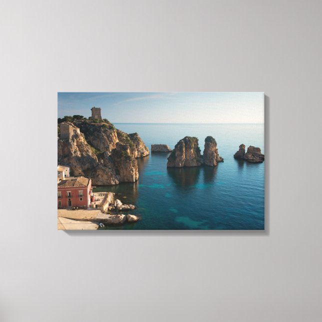 Faraglioni and Tonnara in Scopello, Sicily Canvas Print (Front)
