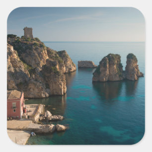 Faraglioni and Tonnara in Scopello, Sicily Square Sticker