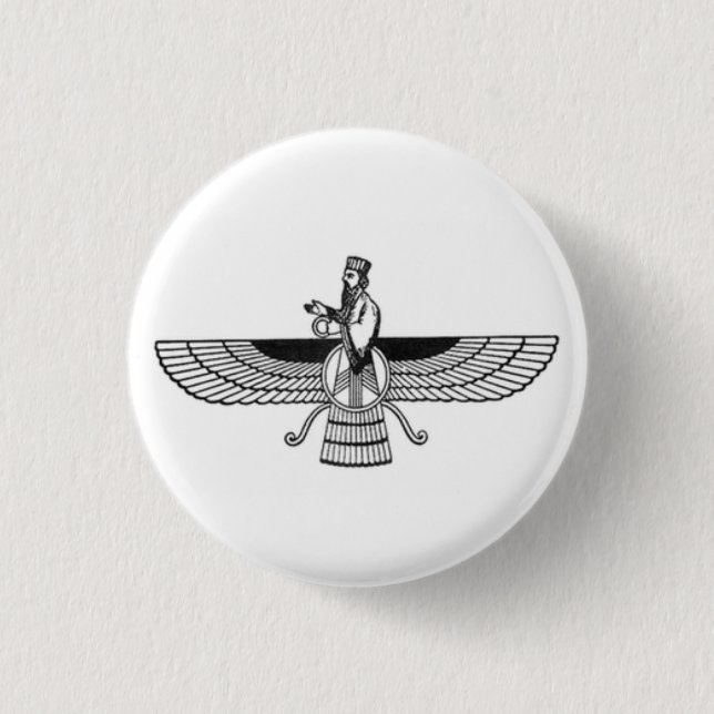 faravahar 3 cm round badge (Front)