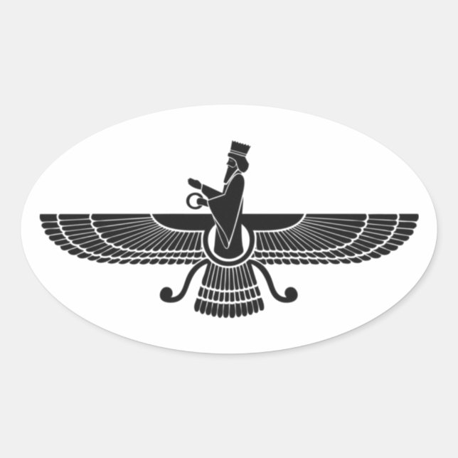 Faravahar Oval Sticker (Front)
