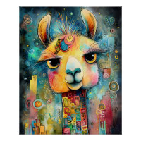 Farbenfrohes Fantasie-Lama detailreiche Muster