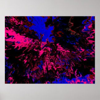 Farbexplosion Blau-Rot Poster