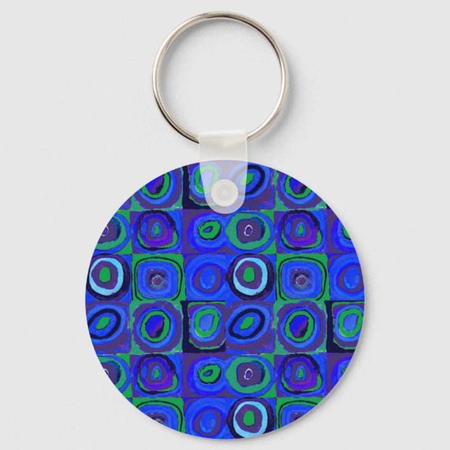Farbstudie Quadrate Squares Blue Circles Key Ring (Front)