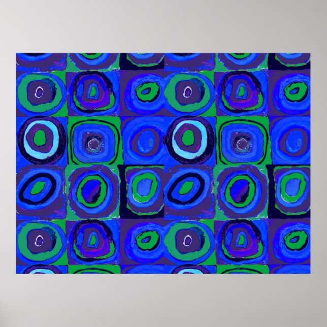 Farbstudie Quadrate Squares Blue Circles Poster (Front)