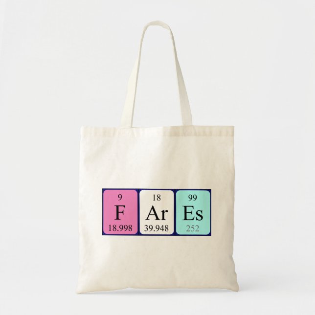 Fares periodic table name tote bag (Front)