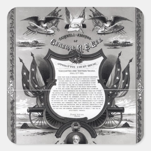 Farewell Address of General Robert E. Lee Square Sticker (Front)