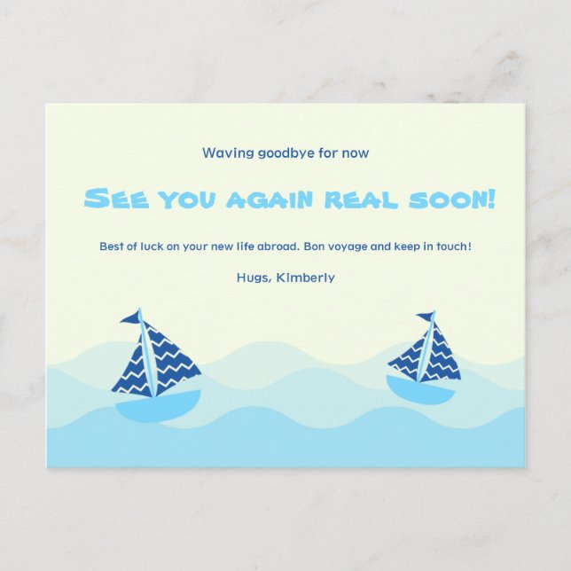 Farewell Boat Waves Postcard (Front)