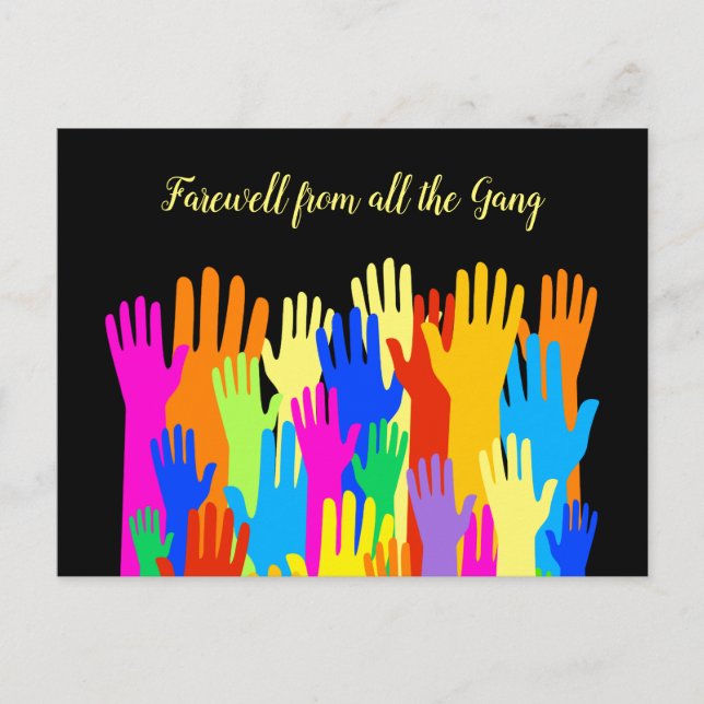 Farewell from all the Gang Diverse Hands Postcard (Front)