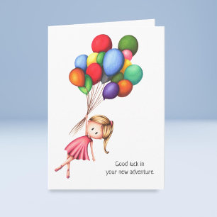 Farewell Girl with balloons Card