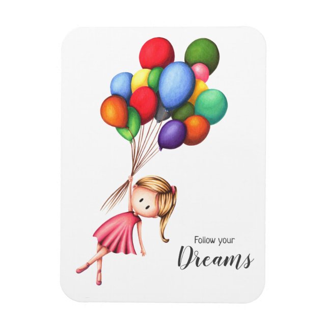 Farewell Girl with Balloons Encouragement  Magnet (Vertical)