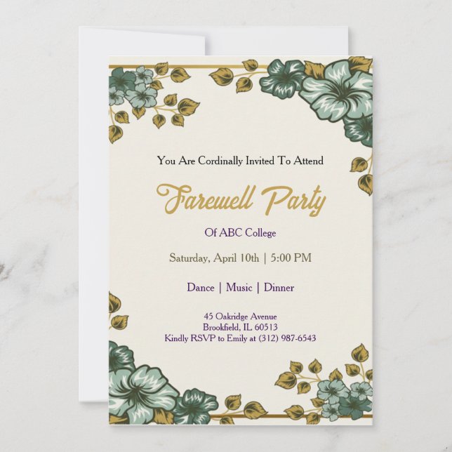 Farewell Invitation Template Goodbye Party Invitat (Front)