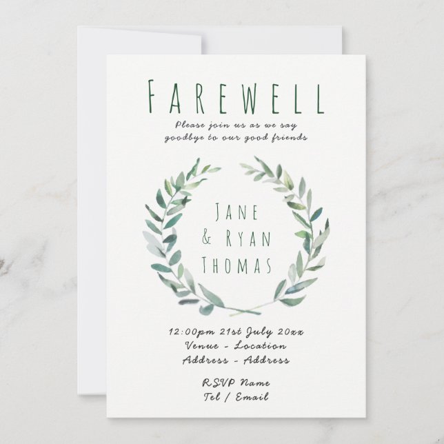 Farewell Leaving Party Invitation Rustic Leaves (Front)