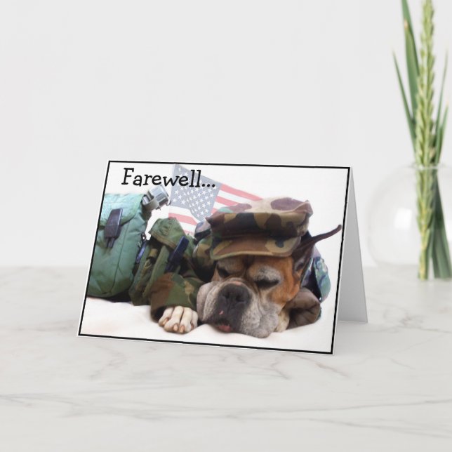 Farewell Military Boxer dog greeting card (Front)