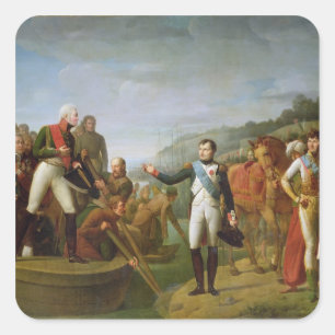 Farewell of Napoleon I  and Alexander I Square Sticker