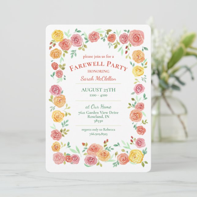 Farewell Party Floral Invitation (Standing Front)