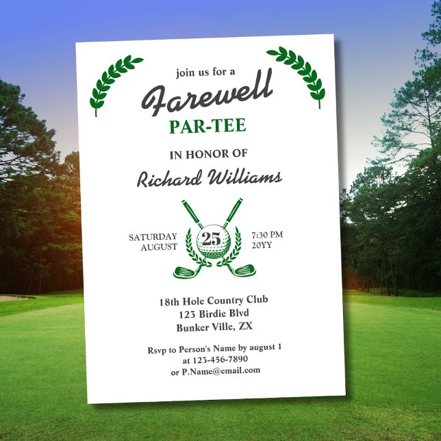 Farewell Retirement Golf Club Wreath Themed Party Invitation (Creator Uploaded)