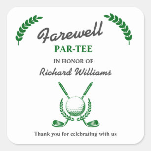 Farewell Retirement Golf Club Wreath Themed Party Square Sticker