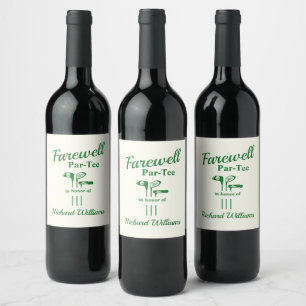 Farewell Retirement Golf Clubs Themed Par Tee Wine Label