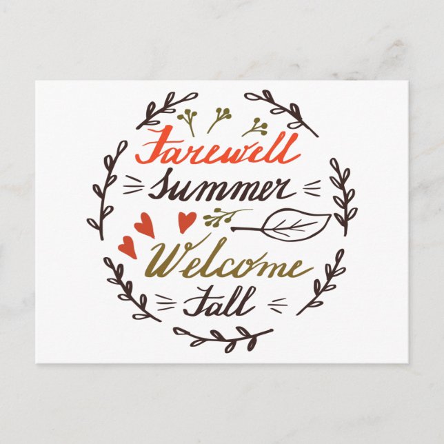 farewell summer welcome fall holiday postcard (Front)