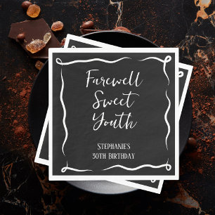Farewell Sweet Youth Scribble Frame 30th Birthday Napkin
