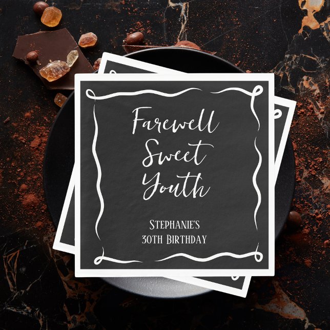 Farewell Sweet Youth Scribble Frame 30th Birthday Napkin (Creator Uploaded)