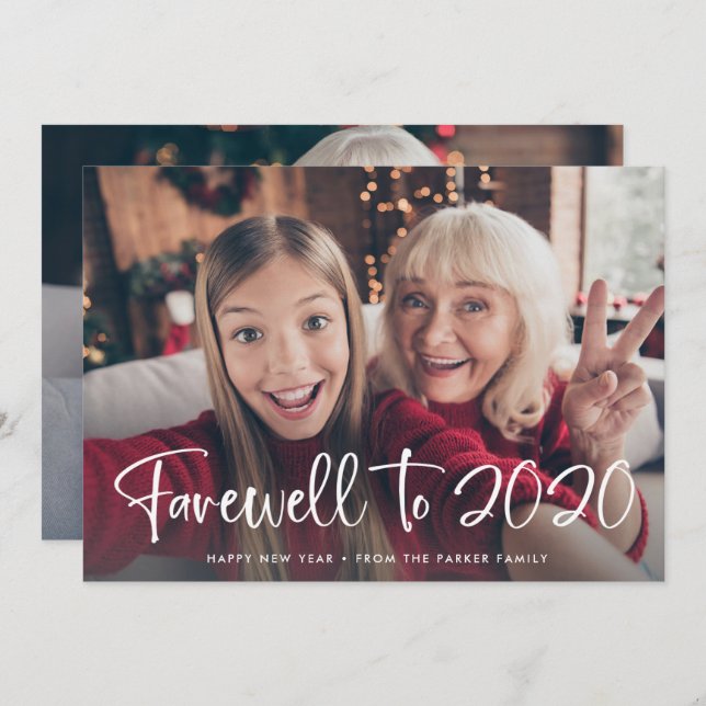 Farewell to 2020 | Happy New Year 2021 Two Photo Holiday Card (Front/Back)