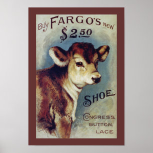 Fargo's New Shoe Vintage Label Art Poster