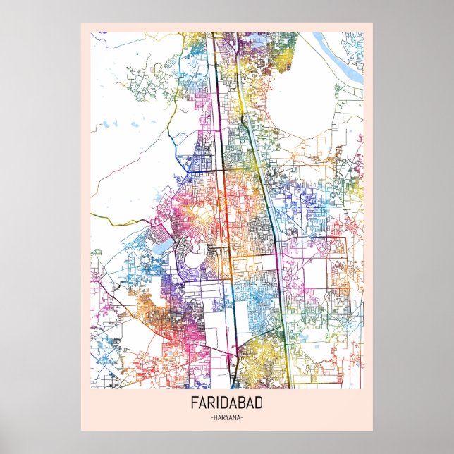 Faridabad Haryana city Map Poster (Front)