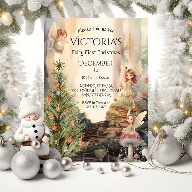 Fariy 1st Christmas Enchanted Forest Toadstool Invitation (Creator Uploaded)