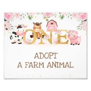 Farm 1st Birthday Adopt A Farm Animal Sign