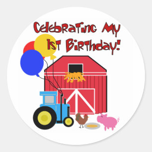 Farm 1st Birthday Tshirts and Gifts Classic Round Sticker