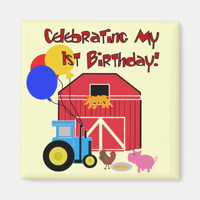 Farm 1st Birthday Tshirts and Gifts Magnet (Front)