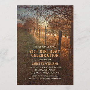 Farm 21st Birthday Invitations Country Fall Path