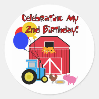 Farm 2nd Birthday Tshirts and Gifts Classic Round Sticker
