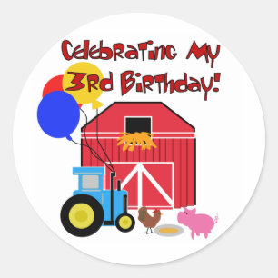Farm 3rd Birthday T-shirts and Gifts Classic Round Sticker