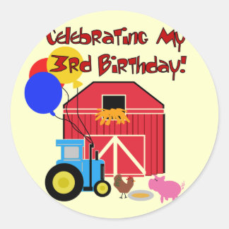Farm 3rd Birthday T-shirts and Gifts Classic Round Sticker