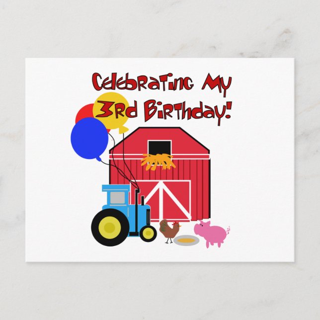 Farm 3rd Birthday T-shirts and Gifts Postcard (Front)